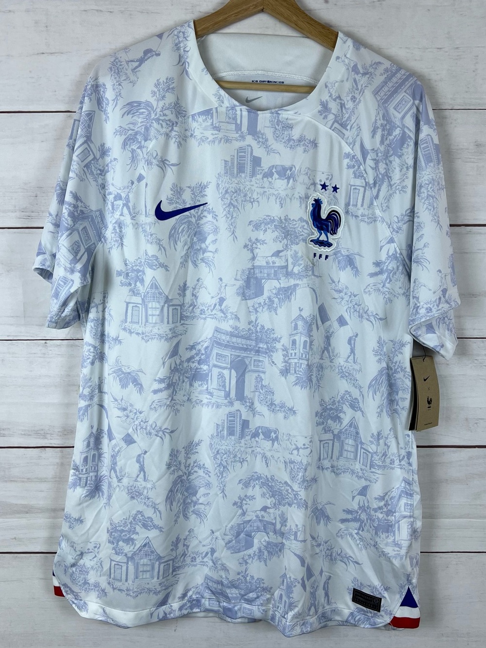 Nike France National Team 22/23 Dri-Fit Jersey Size XL White Blue DN0688-100